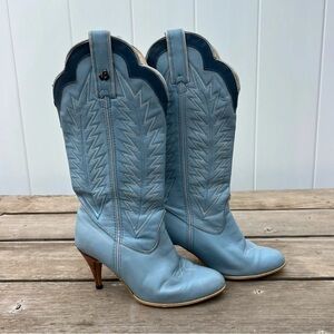 Stylish Light Blue Heeled Boots